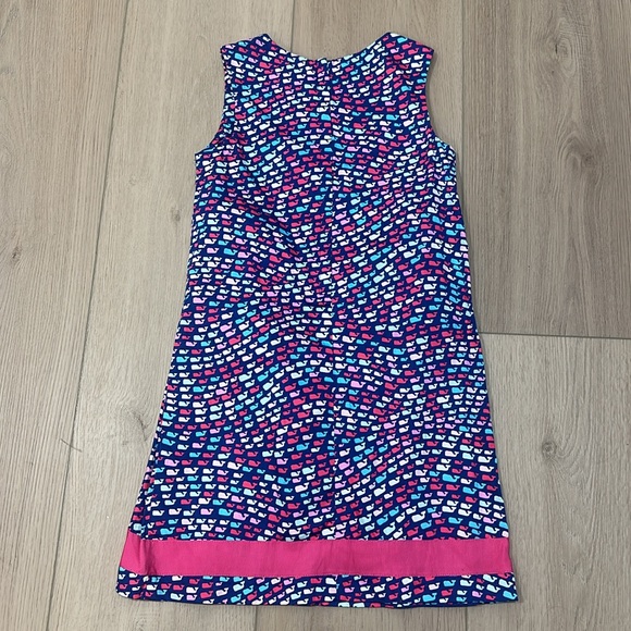 Vineyard Vines Girls Dress Size 8 Whale Print Blue Pink White V Neckline Zip Up - Picture 5 of 7